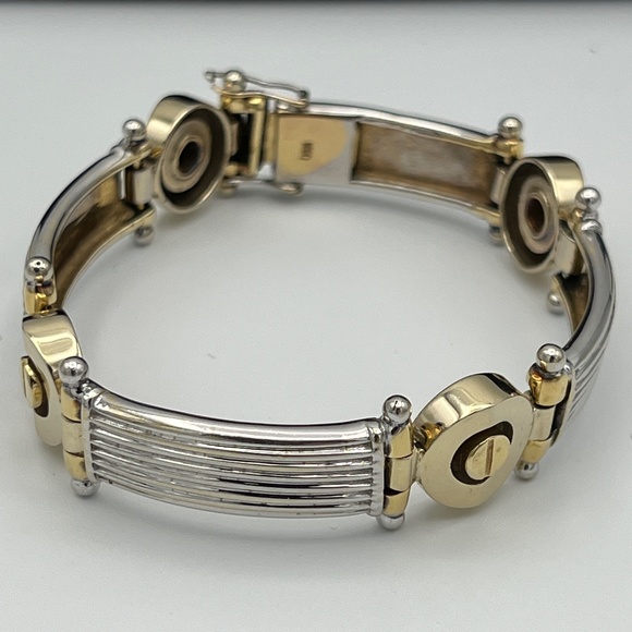 ❤️❤️ SOLD ❤️❤️ 14K Solid Gold 47.88g 8" Long Bracelet Custom Made TwoTone - Picture 3 of 17